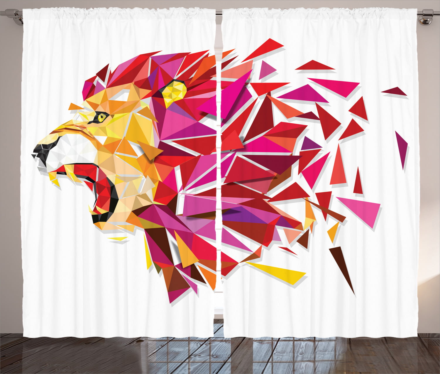 Two Lions Love Autumn 3D Blockout Photo Printing Curtains Draps Fabric Window 
