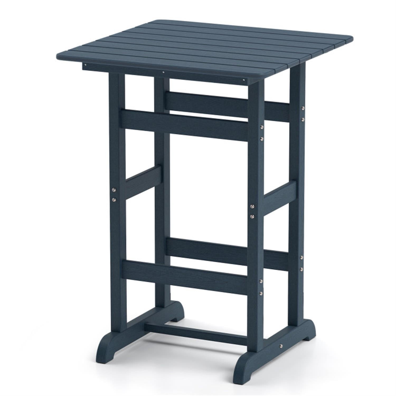 Demi Bonn 30" Square Bar Table Dining Table with Slatted Tabletop for Poolside for Balcony Patio Garden Poolside, Blue