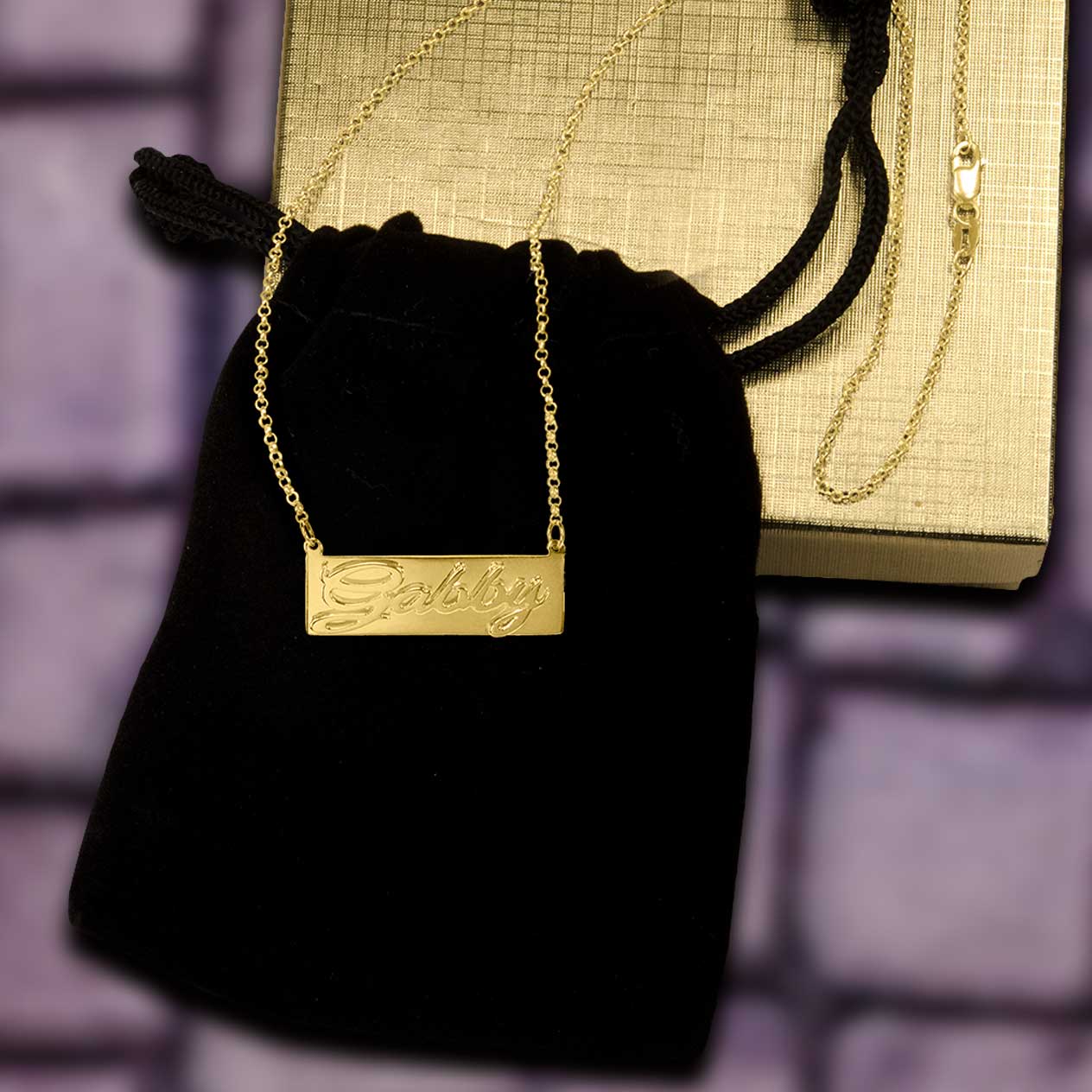Personzlized Double 3-D Script Name Necklace in Sterling Silver or Gold Plated Sterling Silver