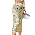 thumbnail image 2 of Sequin Skirt for Women High Waist Midi Skirt Sparkly Skirts for Night Out Cocktail Parties Gold S, 2 of 8