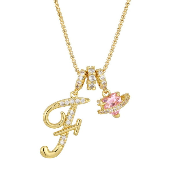 Collares colgantes con letras iniciales de 3 capas de oro un collar
