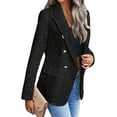 thumbnail image 3 of Fall Winter Tweed Blazers for Women Christmas Fully-Lined Warm Fashion Casual Elegant Work Jacket Coat Pockets, 3 of 12