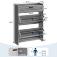 thumbnail image 4 of Organisateur d'Armoire à Chaussures Moderne - Rangement Caché avec 2 Tiroirs Rabattables - Étagère d'Entrée Autoportante Compacte - MDF avec Poignée en Métal, 4 of 9
