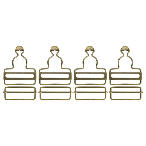 Overall Buckles 4 Sets Metal Suspender Replacement Buckles 45mm Bronze Tone