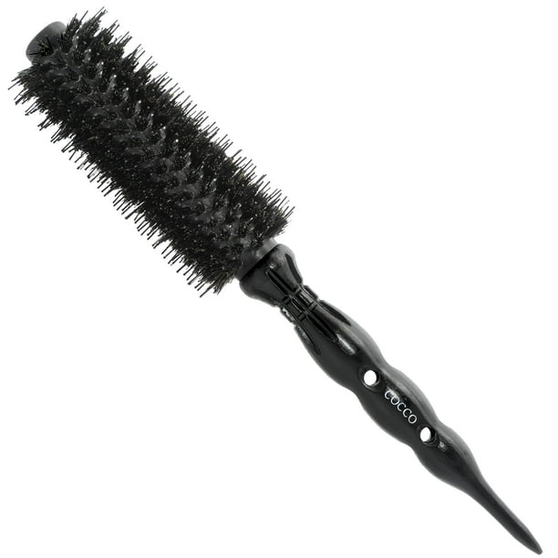COCCO Black Series Cepillo de jabalí de cerámica S4 Cepillo para peinar el cabello con tecnología de cerdas dobles Diseño ergonómico de barril recubierto de cerámica