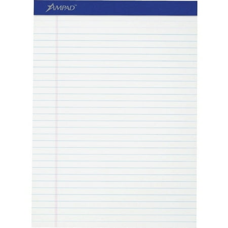 Perforated Writing Pads, Wide/Legal Rule, 8.5 x 11.75, White, 50 Sheets, Dozen