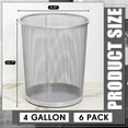 thumbnail image 2 of 6 Pack Silver Office Trash Can Bulk Mesh Trash Can 4 Gallon Metal Wire Mesh Waste Paper Basket Round Small Garbage Bin for Office Bathroom Home Bedroom Kitchen Dorm, 2 of 6