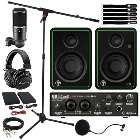 Steinberg UR22MKII Dual-Channel Audio Interface Recording Pack with Mackie CR3-X 3" Creative Reference Multimedia Monitors