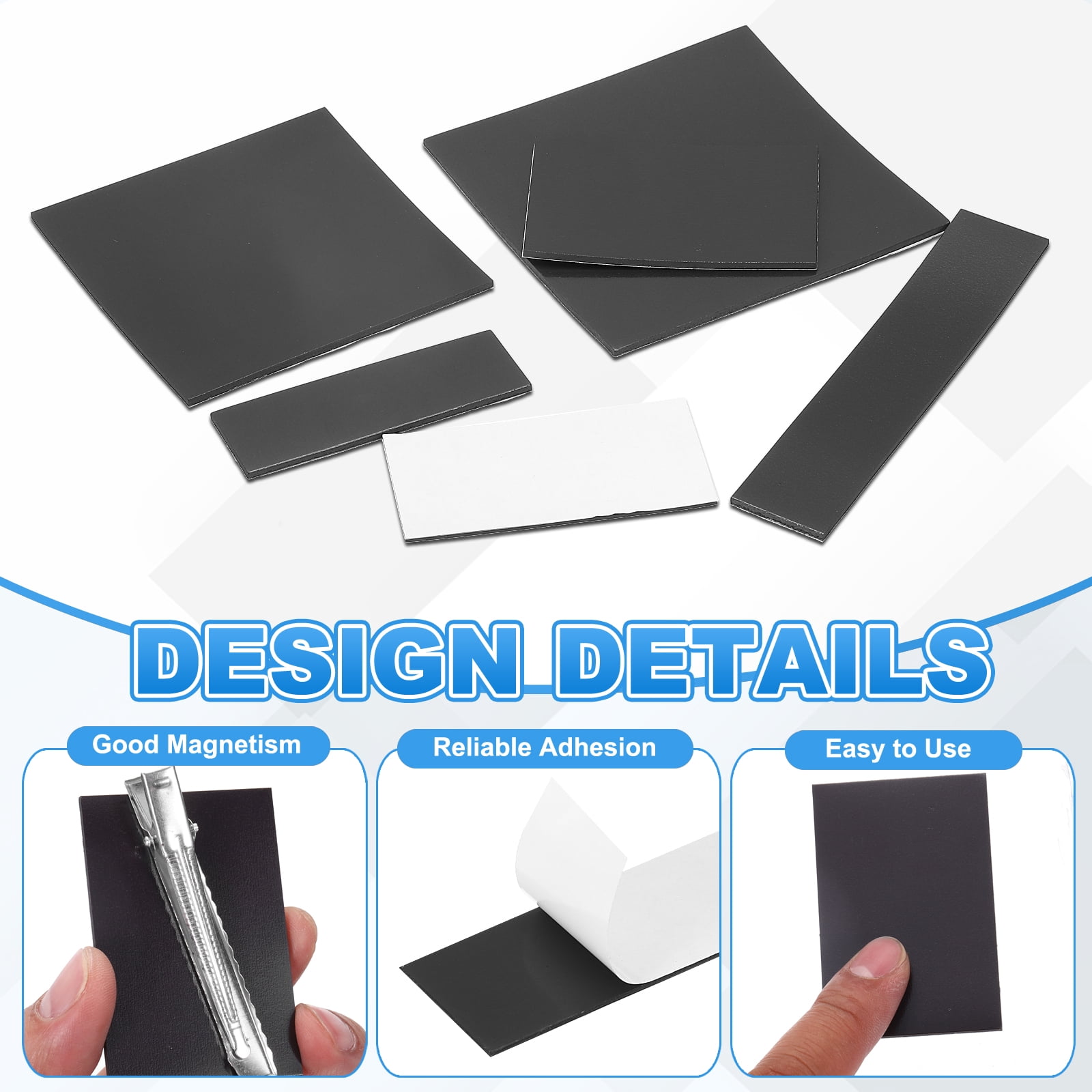 3.1"x3.1"x0.06" Magnetic Strips with Adhesive Backing, 10 Pack Self-Adhesive Magnets, Magnetic Tape for Whiteboard Fridge Organization DIY Crafts