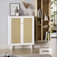 thumbnail image 4 of Eumyviv Rubber Wood Rattan Storage Cabinet with Adjustable Shelf and 2 Decorated Doors, White, 4 of 6