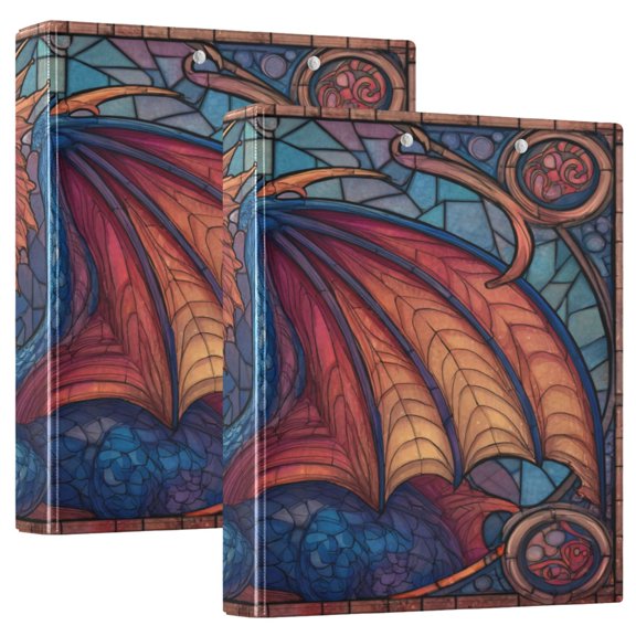 3 Ring Binder 1.5 inch Round Rings with Interior Pockets Binders Organizer Office School 2Pack Ancient Dragon