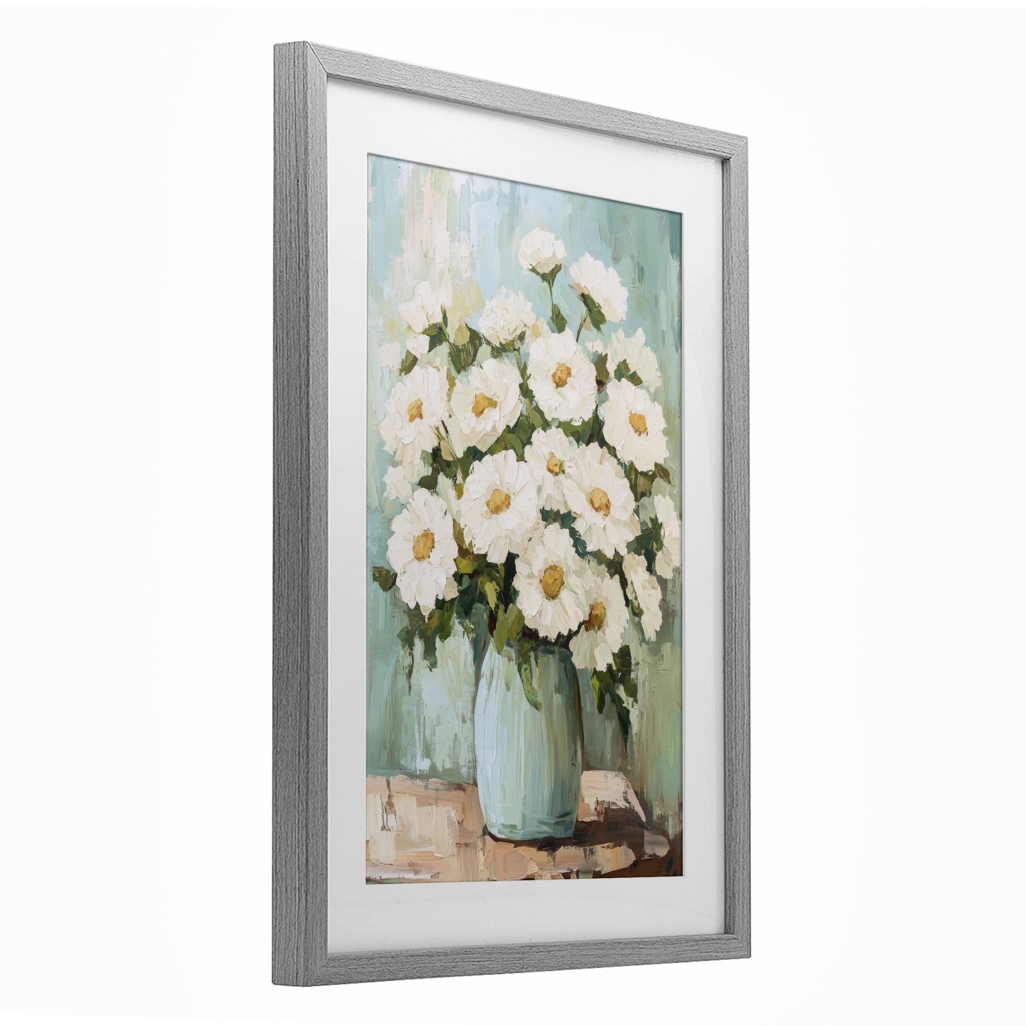 Stupell Industries Cozy Arrangement of White Blooms Gray Framed Print Under Glass, design by Petal Prints Design