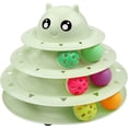 thumbnail image 1 of Juguete para gatos con plataforma giratoria de nivel 3 y pelota, con seis pelotas de colores. Interactivo y divertido para gatitos, proporciona ejercicio físico y mental. (Fruta verde) 1 unidad., 1 of 5