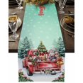 thumbnail image 5 of Merry Christmas Words on Green Table Runner 13x70in Non-Slip Cotton Linen Table Runners, Red Truck Colored Ball Dresser Scarves TableRunner for Dinner Kitchen Dining Wedding Party, 5 of 9
