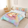 thumbnail image 3 of Erosebridal Boba Capybara Queen Duvet Cover Set for Kids, Galaxy Rainbow Bedding, Blue, 3 Pieces, No Comforter, 3 of 5
