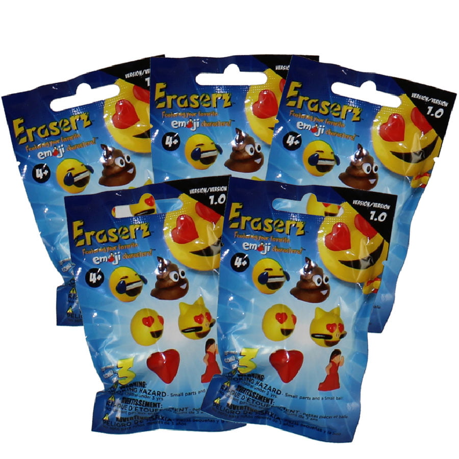 FUN 2 PLAY TOYS EMOJI CHARACTERS ERASERS 6 PACK VERSION 1.0 NEW SEALED 