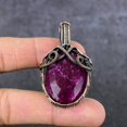 thumbnail image 2 of Ruby(Simulated) Gemstone Handmade Copper Wire Wrap Jewelry Pendant 2.17", 2 of 4