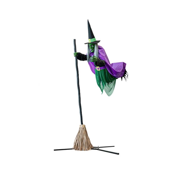 LOWLHOME Animated Hovering Animatronics Witch 12 Ft With Sound and Touch Activated Sensor Outdoor Halloween Decoration