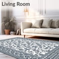 thumbnail image 2 of ODIKA 3'x5' Machine Washable Non-Slip Area Rug, Non Slip Elegant Dark Gray Floral for Stylish Floors High Traffic Rug, Blue, 61843, 2 of 7