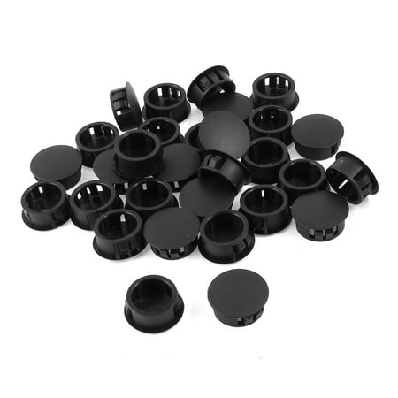 30 Pcs Black Plastic 16mm Diameter Locking Hole Covers Button