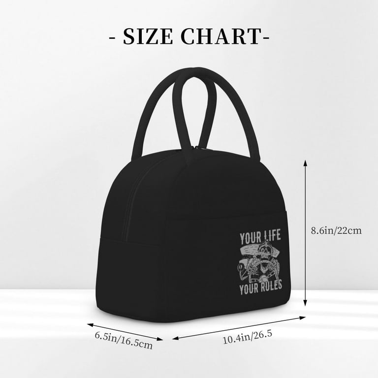 XMXT Reusable Insulated Lunch Bag Women Men, Driving Skulls