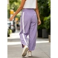 thumbnail image 5 of Women's Baggy Wide Leg Pants Casual Drawstring Elastic Waisted Contrast Color Workout Y2K Track Pants, 5 of 6