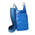 thumbnail image 3 of Bolso bandolera acolchado con portabotellas de agua y bolsillos, bolso de hombro de moda para Azul, 3 of 9