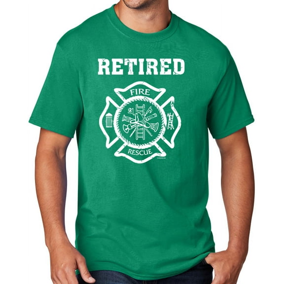 Men's Retired Firefighter T-shirt, 5XL Kelly Green