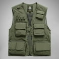 thumbnail image 1 of Men Vest Mesh Jackets with Pockets V-Neck Sleeveless Outdoor Work Fishing Photo Camping, 1 of 7