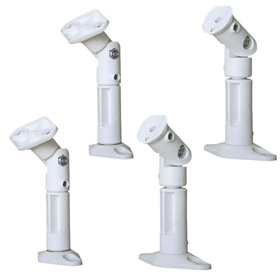 VideoSecu 4 Packs of Satellite Speaker Mounts Mounting on Wall/ Ceiling Home Theater Surround Sound Brackets White BS7