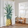thumbnail image 4 of Retro Pineapple Shower Curtain, Summer Style Yellow Fruit Leaf Grey Background Waterproof Shower Curtain Set with 12 Hooks Lightweight Bath Curtains Fabric Bathroom Decor 48x72 Inches, 4 of 9