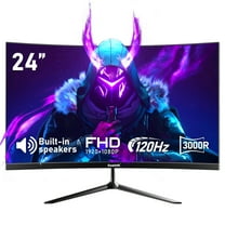 Gawfolk 24-Inch Curved Gaming Monitor 120Hz Full HD 1080P Built-In Speakers Tilt Adjustable