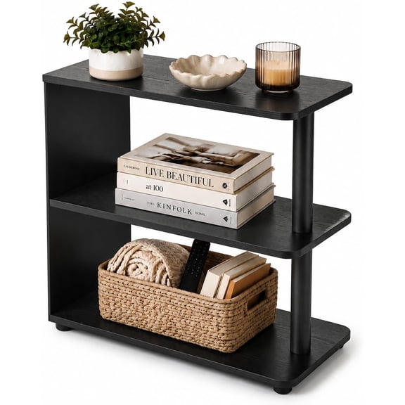 ZEXVIDA 3-Tier Narrow End Table, Industrial Slim Side Table for Small Spaces, Sofa Couch Table Accent Nightstand with Storage Shelves for Living Room, Bedroom