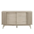 thumbnail image 4 of Console Entry Table Sideboard Cabinet, Brown Oak, Wood, Mid Century Living Lounge Cafe Lobby Hospitality Restaurant, Modern Contemporary HB34651, 4 of 12