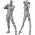 thumbnail image 1 of Body Doll, Artists Manikin Blockhead Jointed Mannequin Drawing Figures Male+Female Set (Grey), 1 of 5