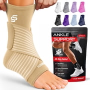 Sleeve Stars Ankle Brace for Sprained Ankle, Ankle Support for Women & Men, Single, Beige, Small