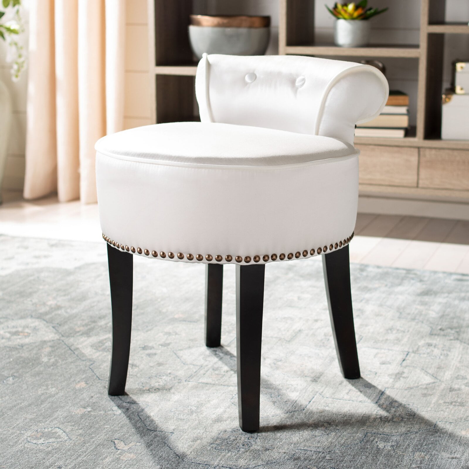Details about   Natural Wood VANITY STOOL Hand Carved Home Bedroom Living Room Furniture Seat 