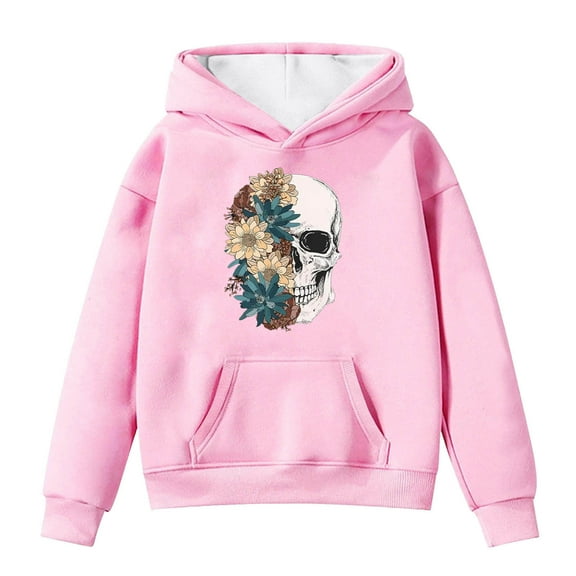Fgnfyis Cute Cozy Halloween Hoodie for Kids Ghost Print Pullover Sweatshirt Hoodie with Pocket for Fall and Winter Season Pink 12-13 Years