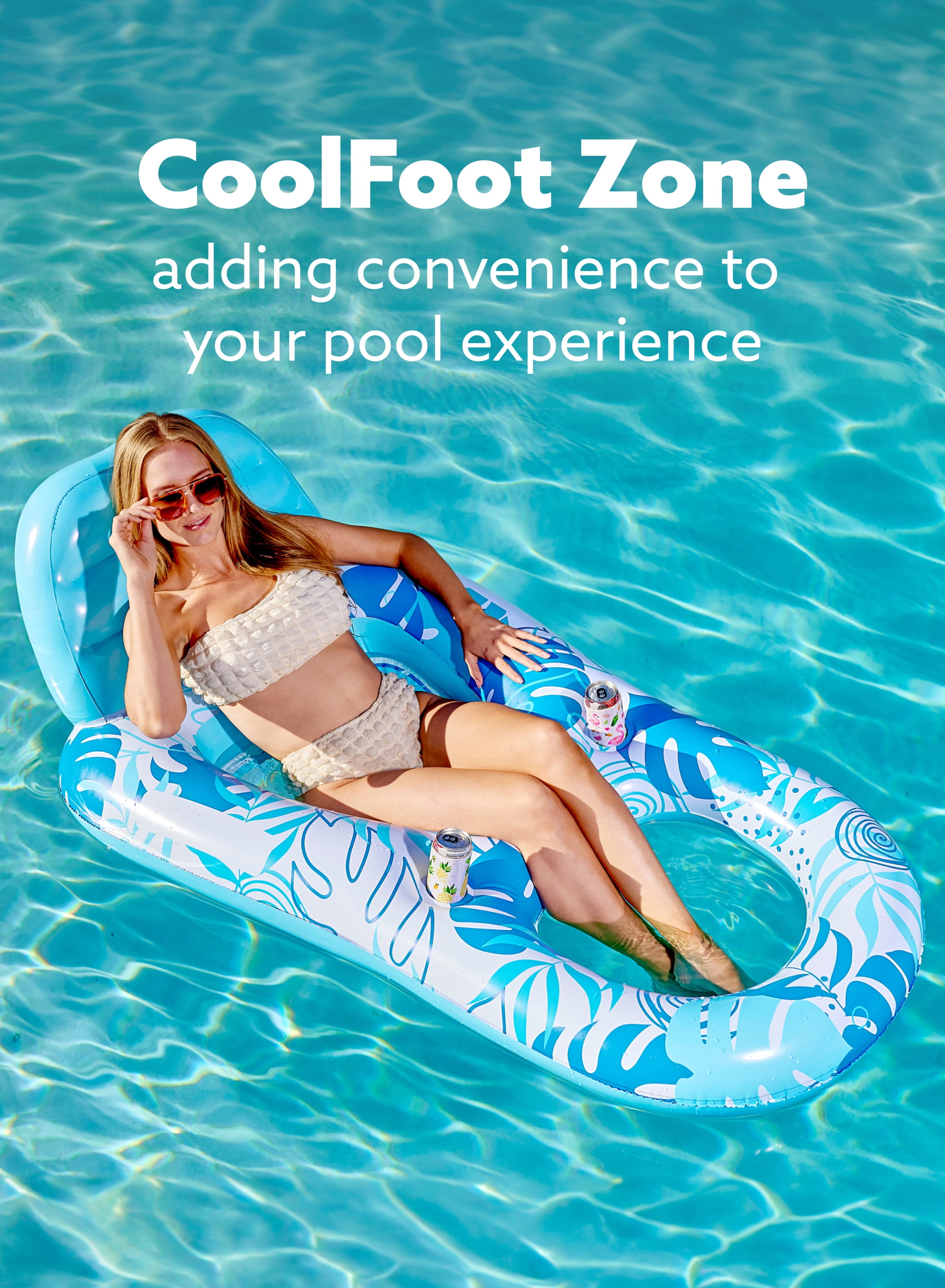 Joyfy Pool Floats Chairs Adult 2 Packs Inflatable Pool Lounger with Cup Phone Holder, Backrest, Footrest, Tanning Pool Lounge