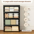 thumbnail image 6 of 48.3'' Tall Dresser for Bedroom, 4 Chest of Wooden Deep Drawers, Vintage Dresser, Closet Storage Dressers Organizer for Bedroom, Living Room, Hallway (Black+Brown), 6 of 6