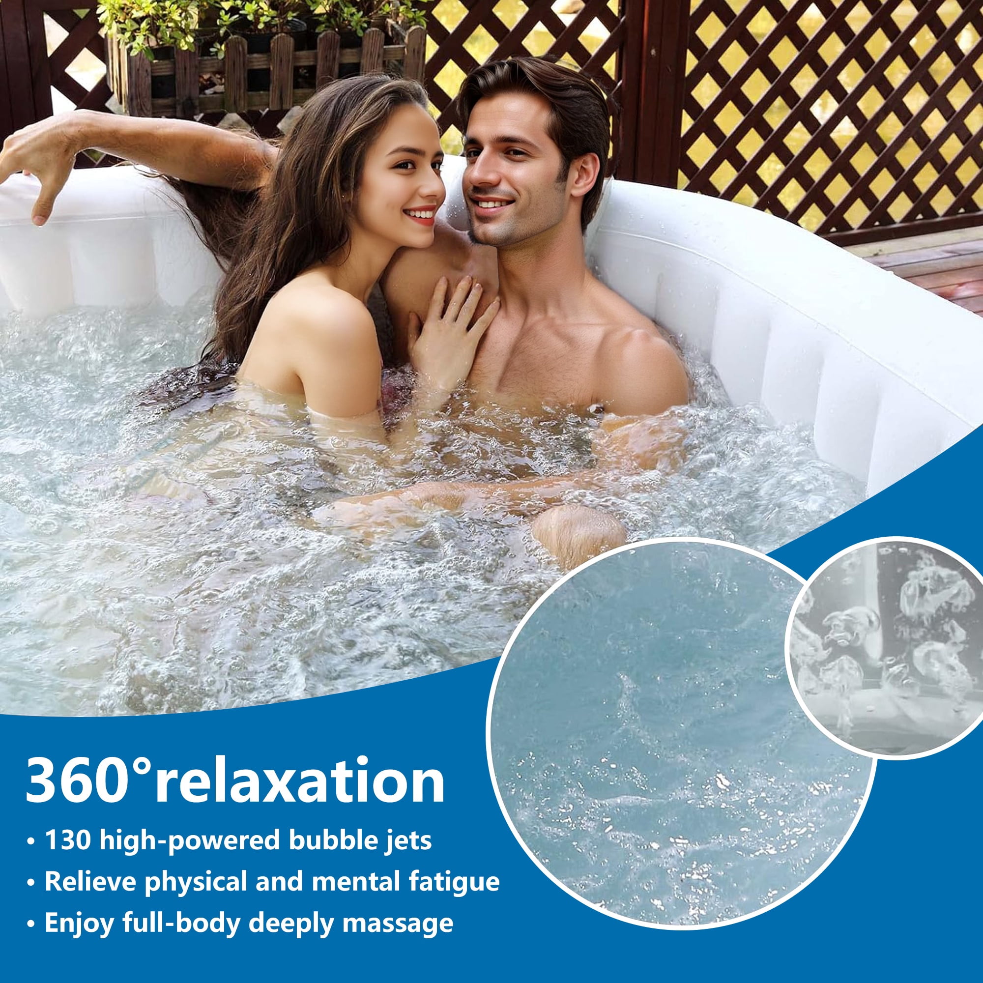 73 Inch 4 6 Person Inflatable Hot Tub Spa with Control Panel Outdoor Portable Hottub with 130 Jets Insulated Tub Cover and Floor Protector Gray