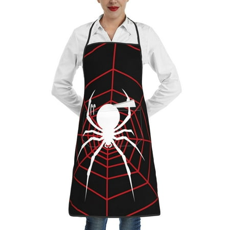 

Gaeub Spider On The Web Kitchen Cooking Aprons Adjustable Bib Apron Waterdrop and Oil Resistant Kitchen Chef Apron for Women Men