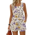 thumbnail image 2 of Iaqnaocc 2 Piece Sets for Women Casual Short Sets for Women Vintage Floral Print Square Neck Tank Top and Shorts Summer Outfits Lounge Sets for Women Matching Sets Women Clothing Purple XL, 2 of 5