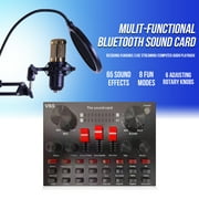 Podcast Microphone Kit with V8S Superior Live Sound Card Condenser Microphone BM-800 & Bluetooth DJ Mixer Metal Holder for Studio Recording Singing Broadcast
