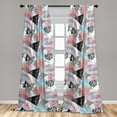 thumbnail image 2 of Tropical Window Curtains, Grunge Watercolor Style Triangles and Exotic Leaves on Plain Back, Lightweight Decor 2-Panel Set with Rod Pocket, Pair of - 28"x84", Dark Coral and Sea Blue, by Ambesonne, 2 of 3