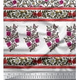 thumbnail image 2 of Soimoi Modal Satin Fabric Stripe,Leaves & Floral Panel Decor Fabric Printed Yard 42 Inch Wide, 2 of 2