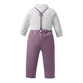 thumbnail image 6 of HAYIMI Toddler Boys Long Sleeve Solid Color T Shirt Tops Suspenders Pants Child Kids Gentleman Outfit Sets Versatile Clothes Sets, 6 of 6