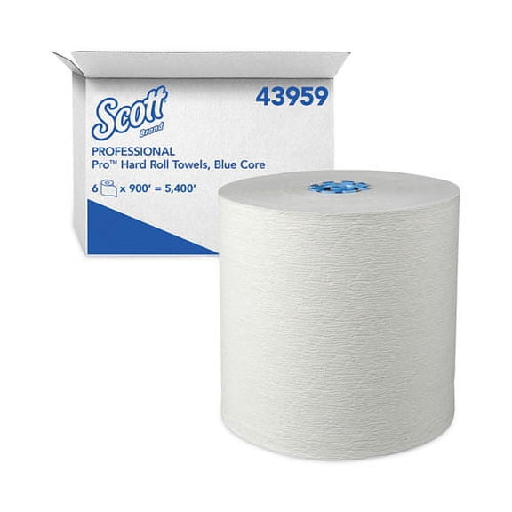 Pro Hard Roll Paper Towels With Absorbency Pockets, For Scott Pro Dispenser, Blue Core Only, 7.5" X 900 Ft, 6 Rolls/carton