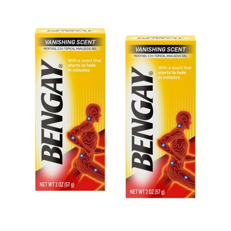 2 Pack Bengay Vanishing Scent Non-Greasy Pain Relief Gel, 2 Oz each
