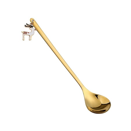 

NEGJ Christmas Gift Spoon Golden Pendant Spoon Christmas Christmas Hat Decoration Spoon